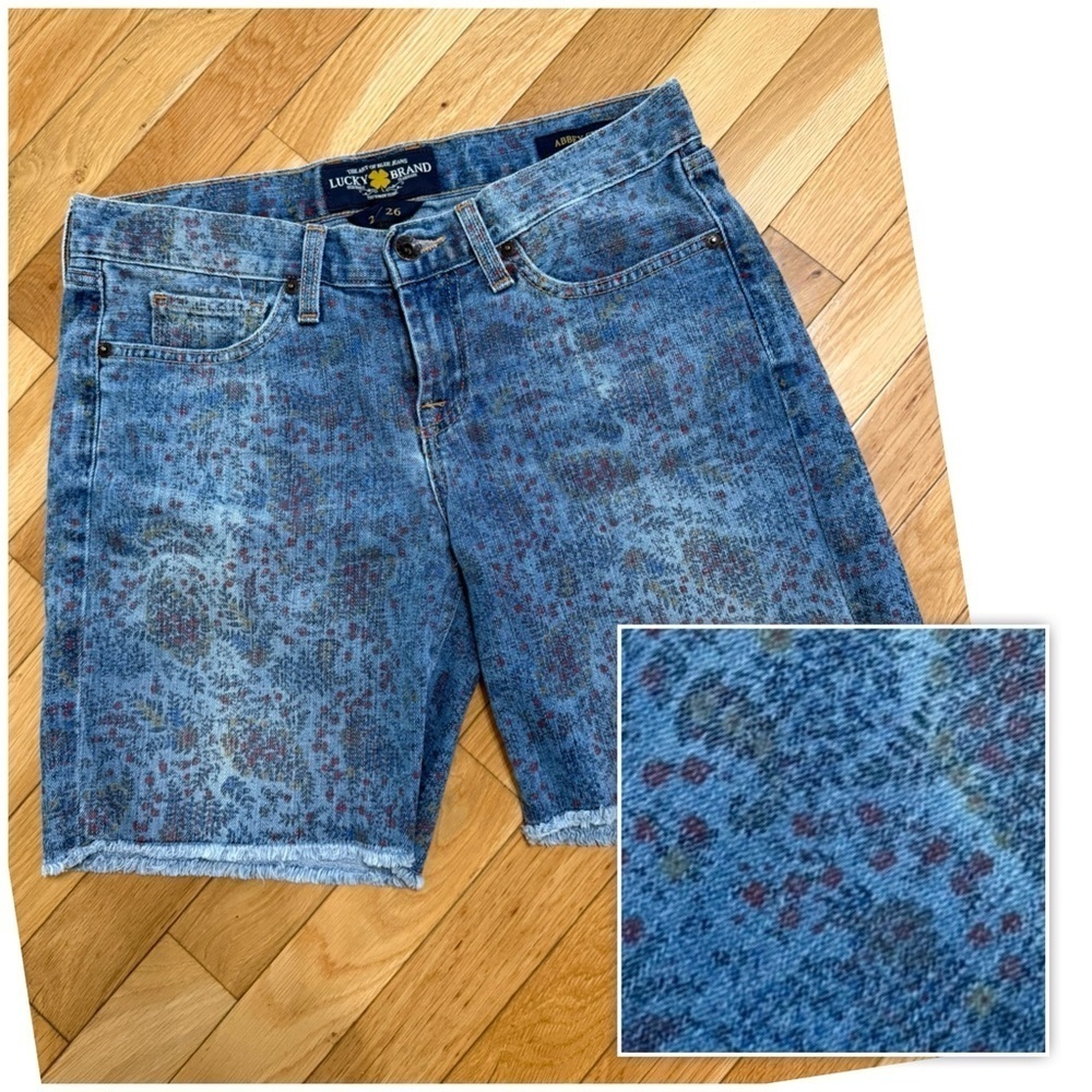 Lucky Brand Abbey Double Roll Short Wildflower Paisley 2/26 Y2K Hippie Festival